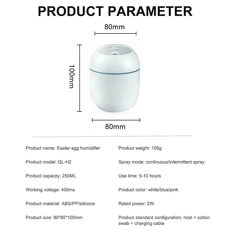 USB Portable Humidifier 250ML 12