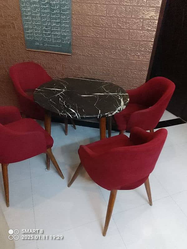 Dining table marble top 4 chairs 3