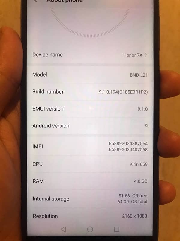 Huawei Honor 7x 4gb/64 pta approved 1