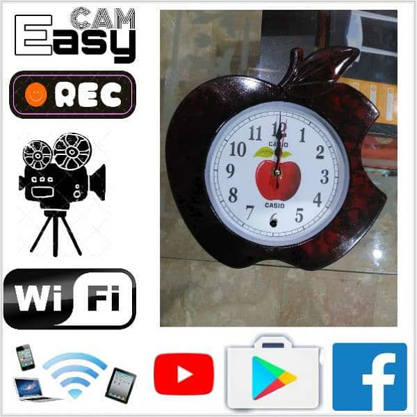 Wifi Wall Clock Camera For Home +Office With Look Cam Application  4k 1