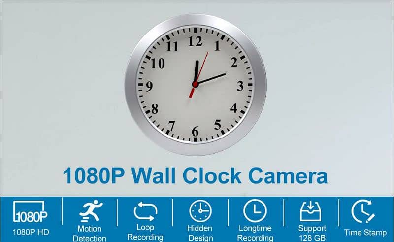 Wifi Wall Clock Camera For Home +Office With Look Cam Application  4k 2