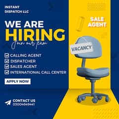 Hiring Fresh Or Experienced Call Center agents for sales and dispatch