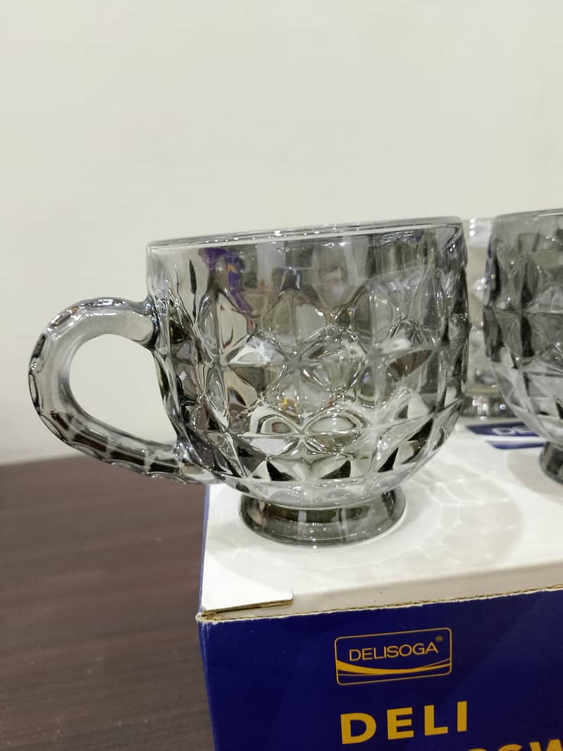 Glass Mug Set | DELISOGA Premium Crystal Mug set 3