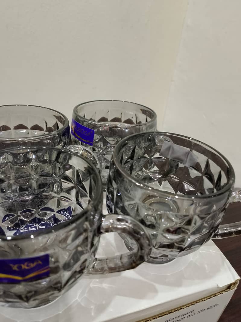 Glass Mug Set | DELISOGA Premium Crystal Mug set 4