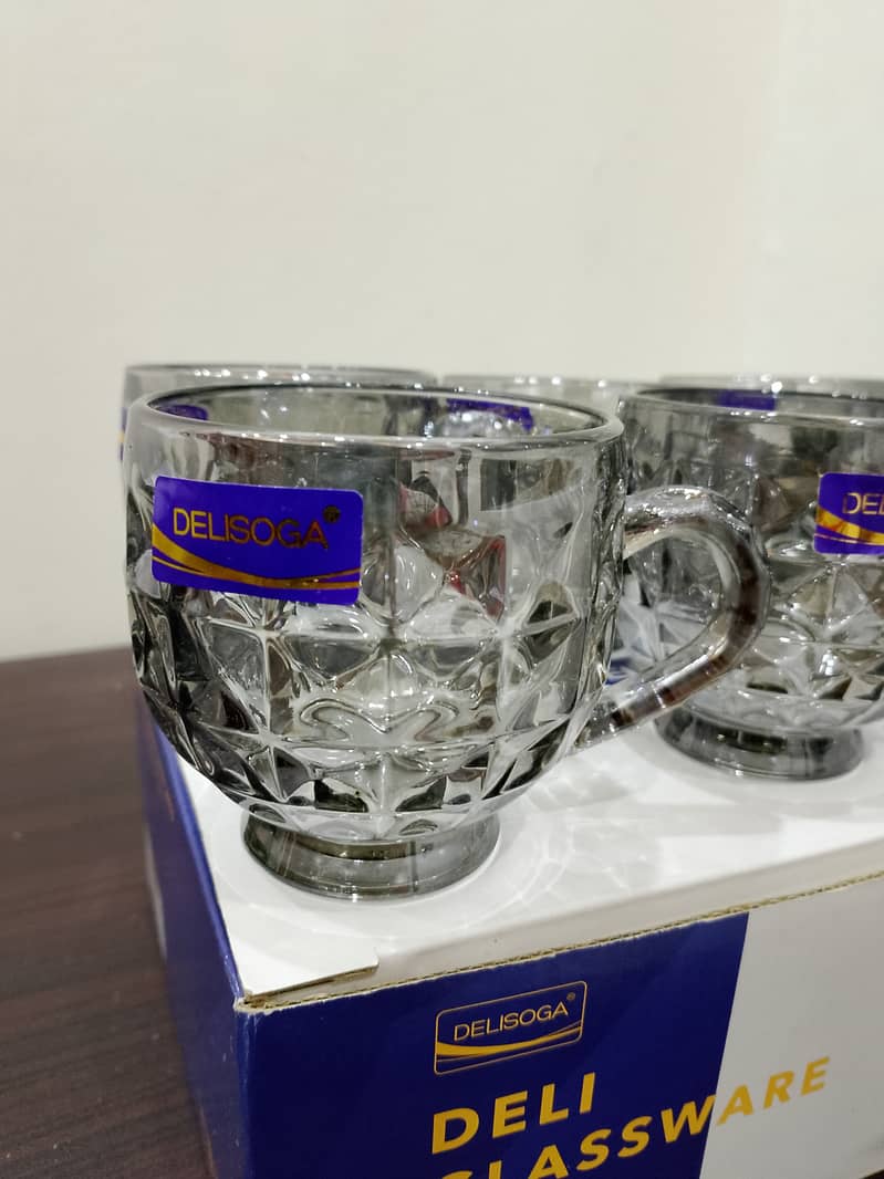 Glass Mug Set | DELISOGA Premium Crystal Mug set 5