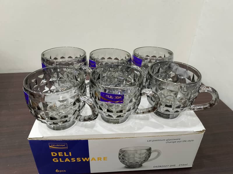 Glass Mug Set | DELISOGA Premium Crystal Mug set 6