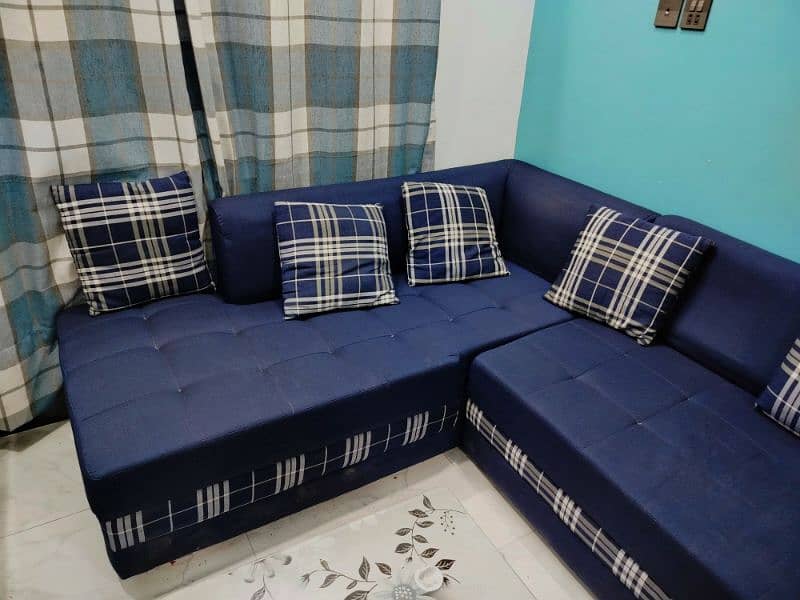 L-Shaped Sofa With 6Cushions & 3Puffy Set ( Read Description ) 1