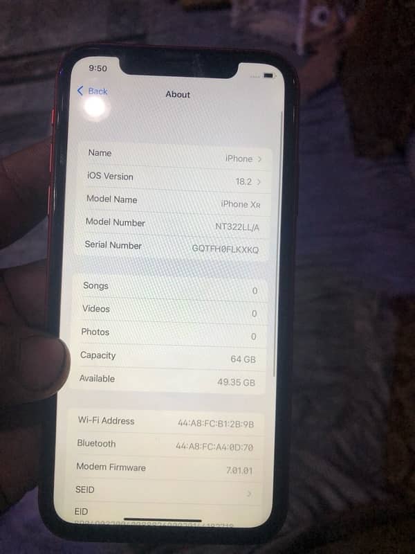 I phone xr non pta 64 gb Face ID ok true tune all ok total original 4