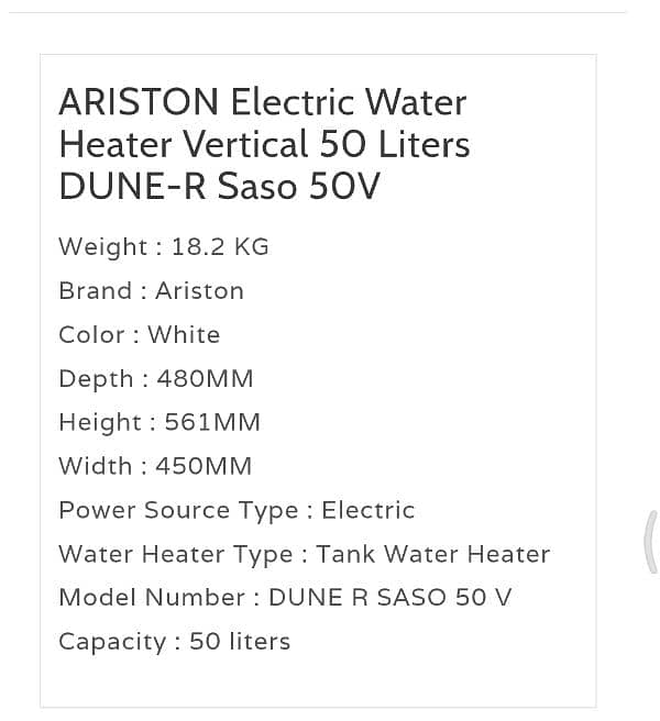 Ariston (Italy) Electric Water Heating Geyser Glass-Lined -  Imported 5