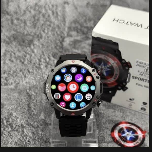 Sport rounded dial Smart watch black color 3