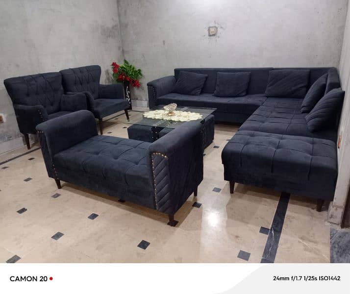 L shape sofa set 15 seats with dewan 0