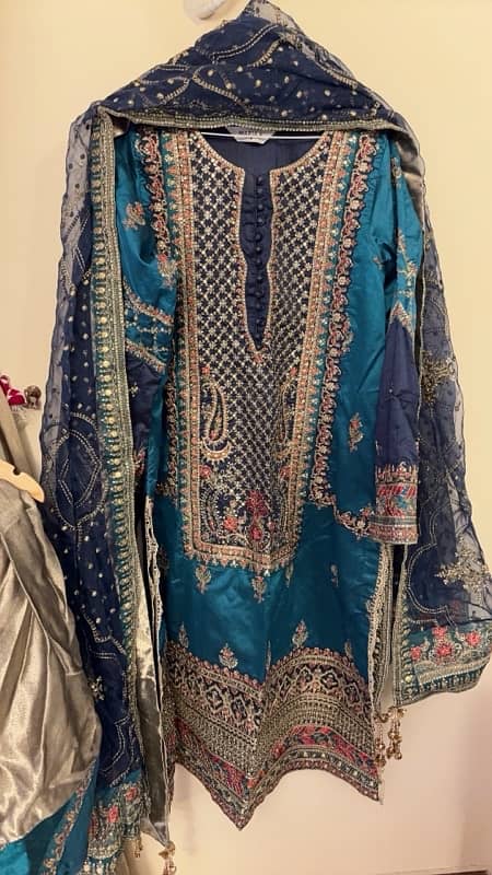 3 PIECE EMBROIDERED RAW SILK SUIT MARIA B 1