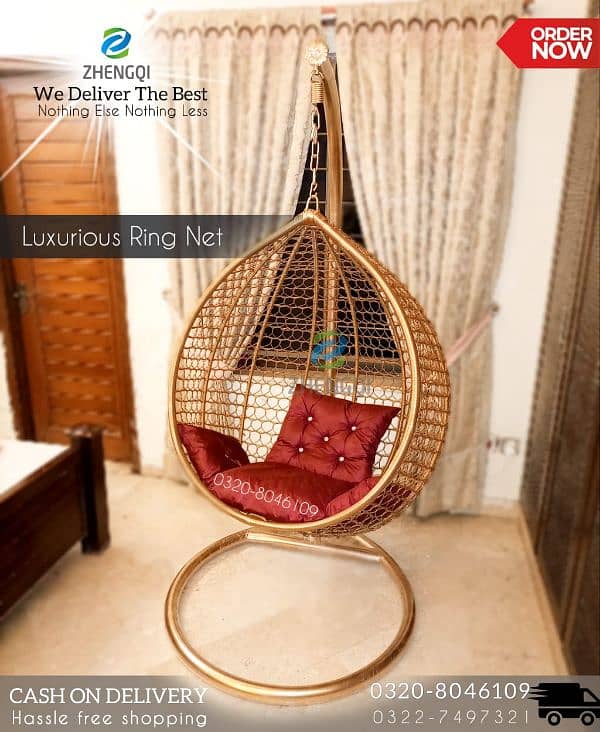 Hanging Swing Chair - Outdoor/Indoor Rattan Jhoola - Rattan Furniture 1