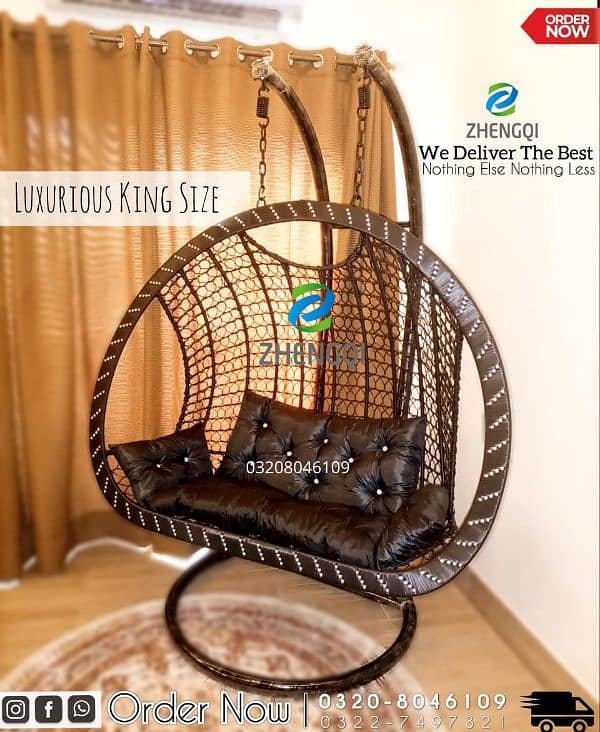 Hanging Swing Chair - Outdoor/Indoor Rattan Jhoola - Rattan Furniture 10