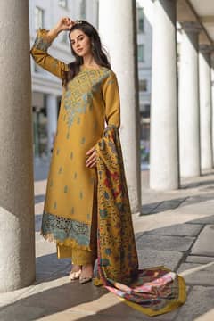 3Pc Emroidered Dhanak Suit