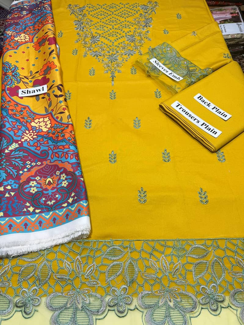 3Pc Emroidered Dhanak Suit 2