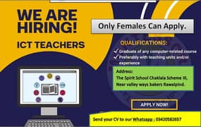 Female ICT and Mathematics Teacher Required.