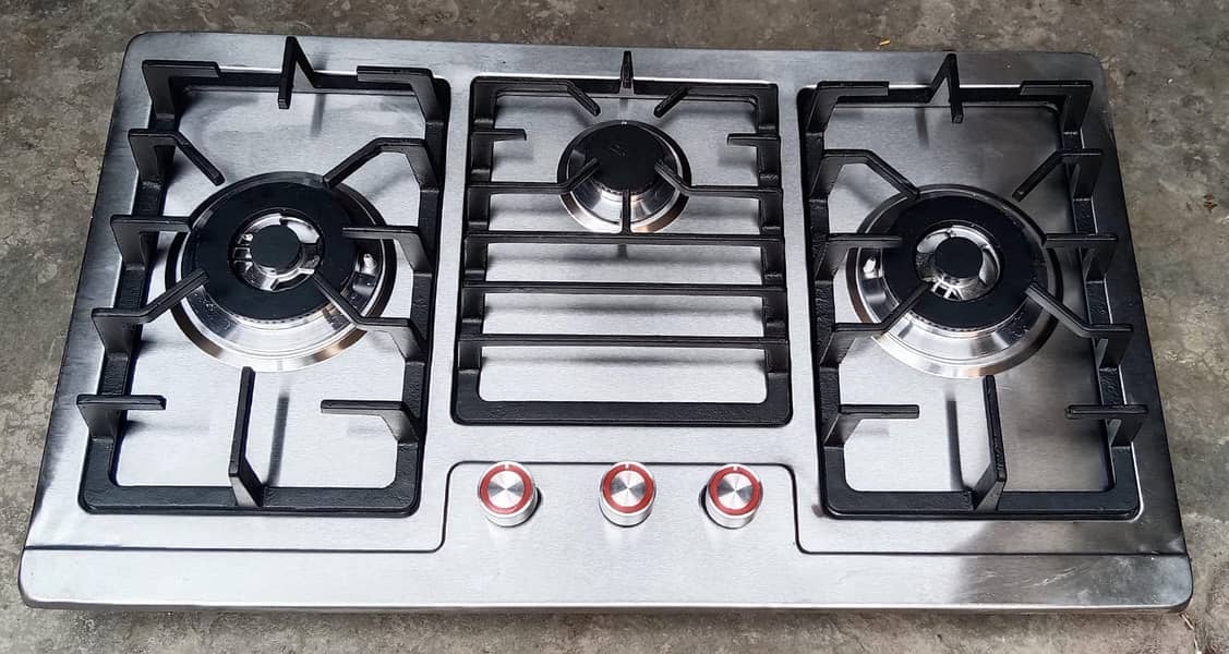 Kitchen Glass & Steel Hob Auto Ignition (Japanese Technology) Imported 0