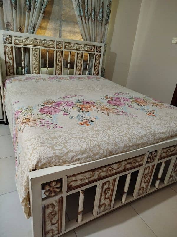 Iron Bed with 1 Storage Side Table 0