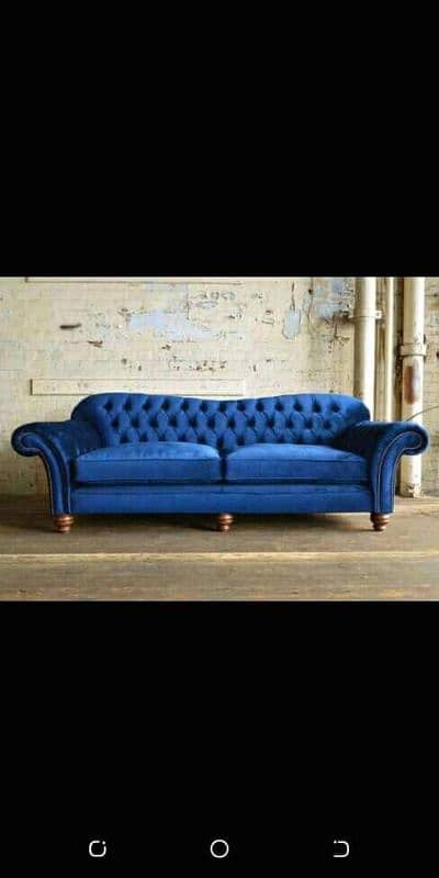 3 seater sofa blue velvet 0