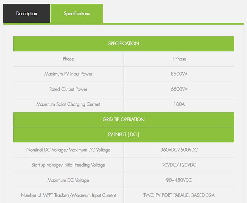 Solar Hybrid Inverter ZIEWNIC ON/OFF/MKS/KS  6.5 (KVA) 6G PV8500 6