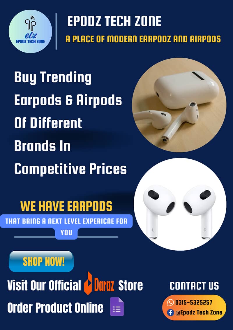 Now buy Airpods and Earpods of diferent brands from "EPodz Tech Zone" 0