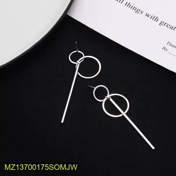 pair of double circles geometric drop earrings 1