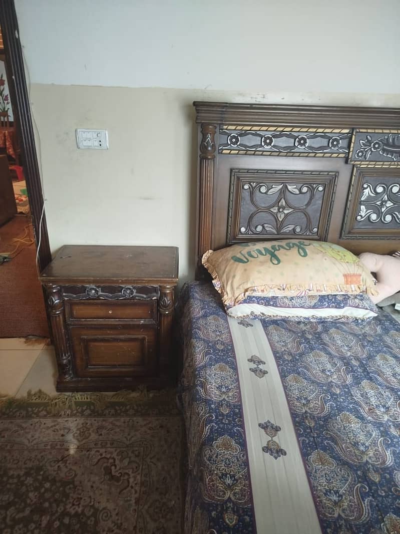 Wooden and Iron beds with side tables 2