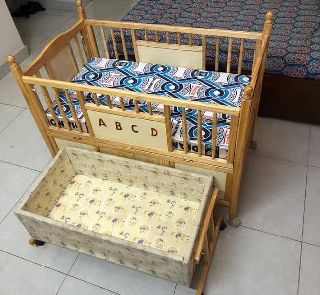 wooden Baby Cot and Cradle set 1