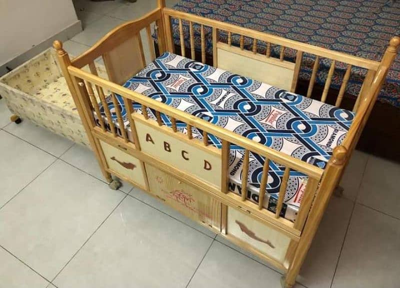 wooden Baby Cot and Cradle set 4