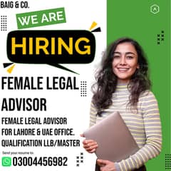 Female legal advisor  (LLB) for UAE