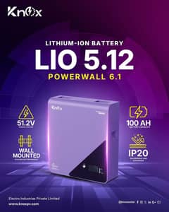 Knox Lithium Ion IP20, 51.2V 100AH PowerWall Solar Battery 6000 Cycle