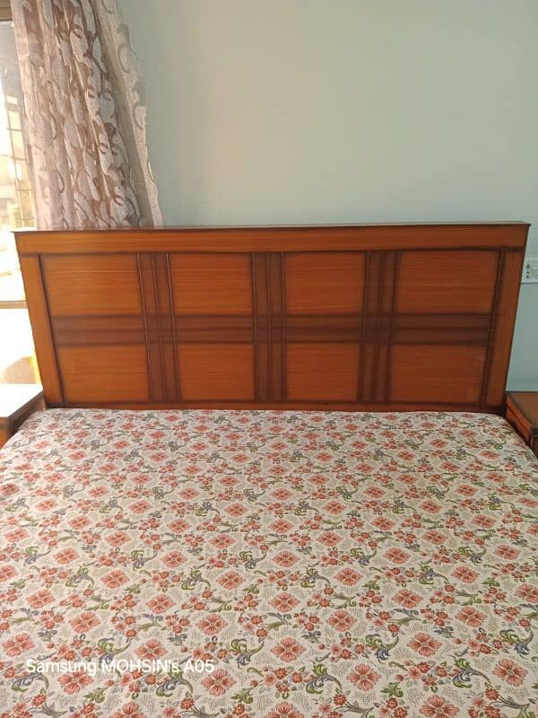 Good condition Double Bed with side Tables along with new mattress 1