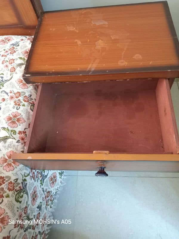 Good condition Double Bed with side Tables along with new mattress 14