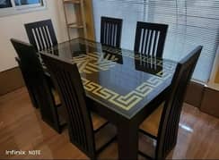 6 seater dining tables set/wooden chairs/glass top table/wooden table