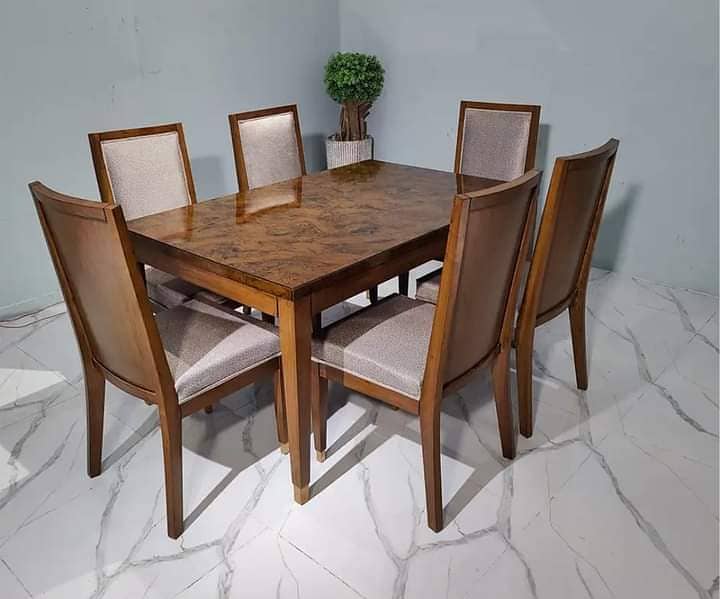 6 seater dining tables set/wooden chairs/glass top table/wooden table 5