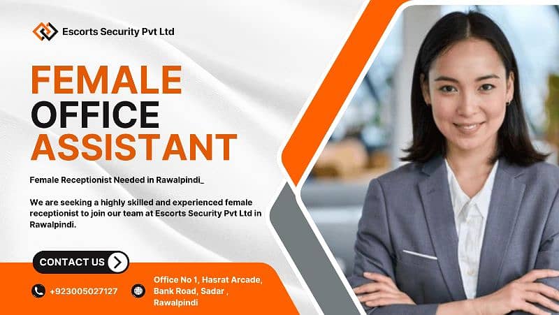 Female Office Assistant Required | Female Job available 0