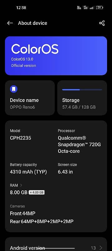 Oppo reno 6 0