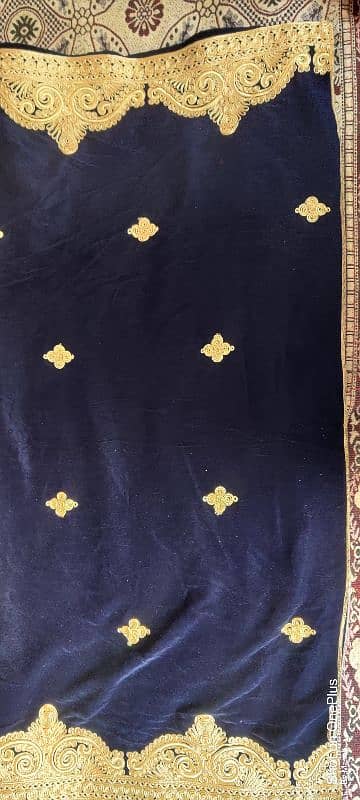 unused navy blue embroidered shawl 1