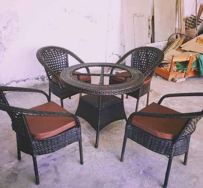 Rattan Dining Cafe Restaurant Outdoor CHairs Farmhouse seating 8