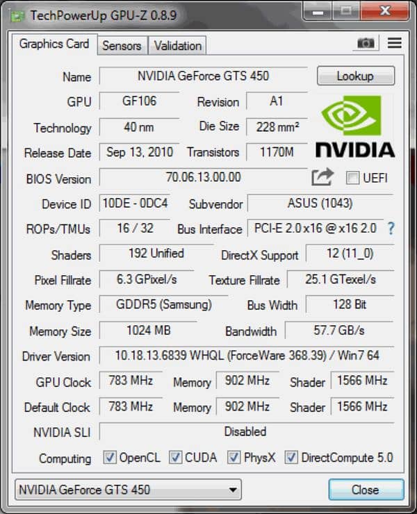 Nvidia GeForce GTS 450 2