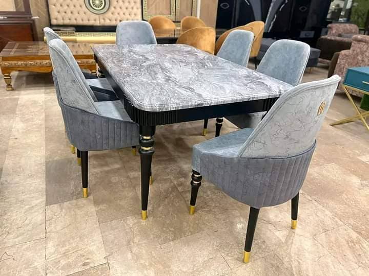 6 seater dining tables set/wooden chairs/glass top table/wooden table 4