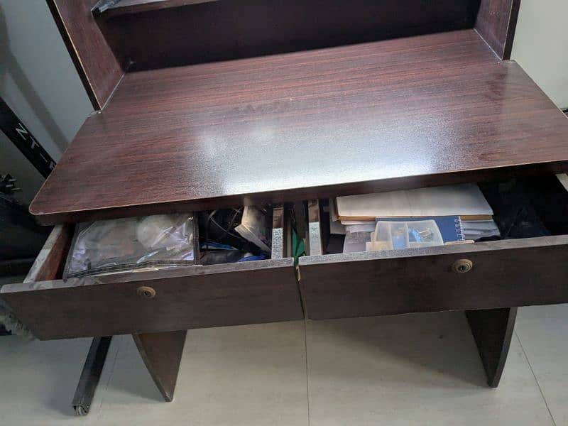 WRITING TABLE WITH DESK LIGHT WITH HIGH TOP CABINET AND TWO DRAWERS 2