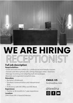 Receptionist - Front Desk Officer (Female)