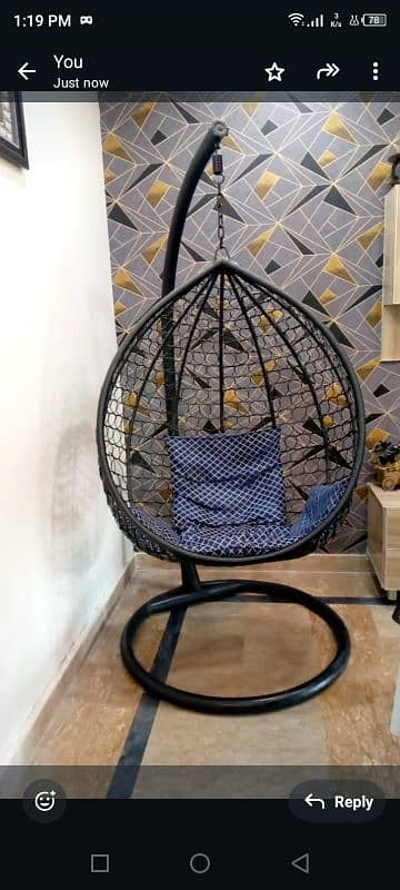 BRAND NEW Egg Shaped Hanging Swing Chair Jhoola for Sale! 1