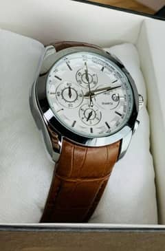 Branded chronograph working watches (Brown silver)