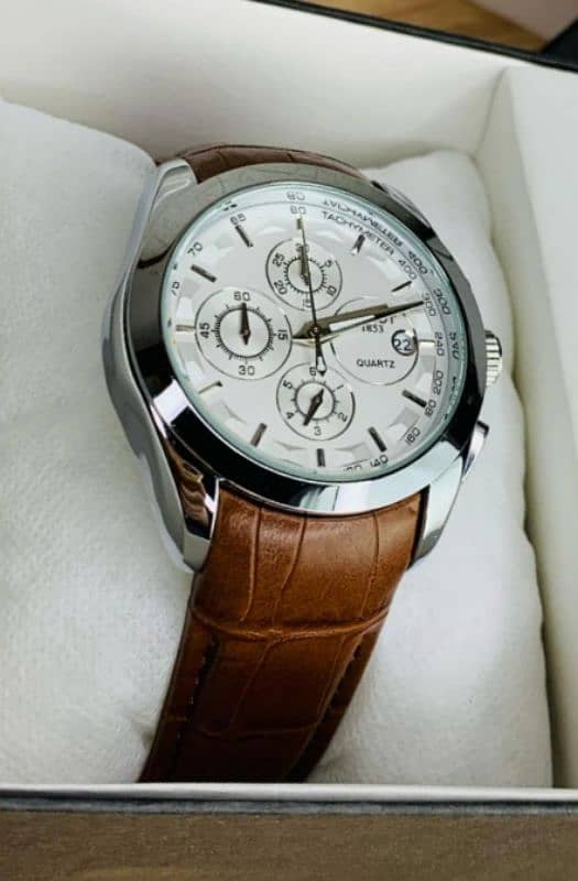 Branded chronograph working watches (Brown silver) 0