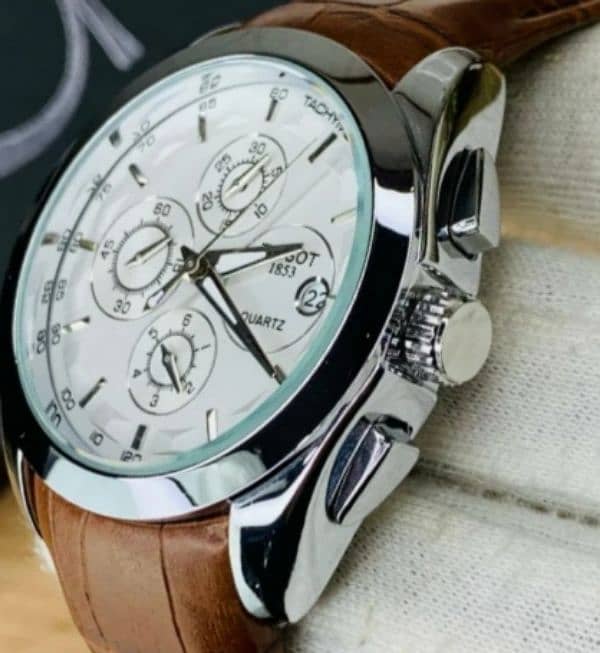 Branded chronograph working watches (Brown silver) 1