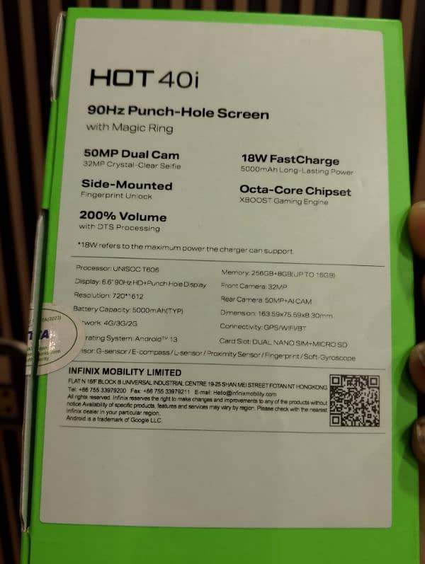 Infinix hot 40i with charger best mobile all mobile parts original 2