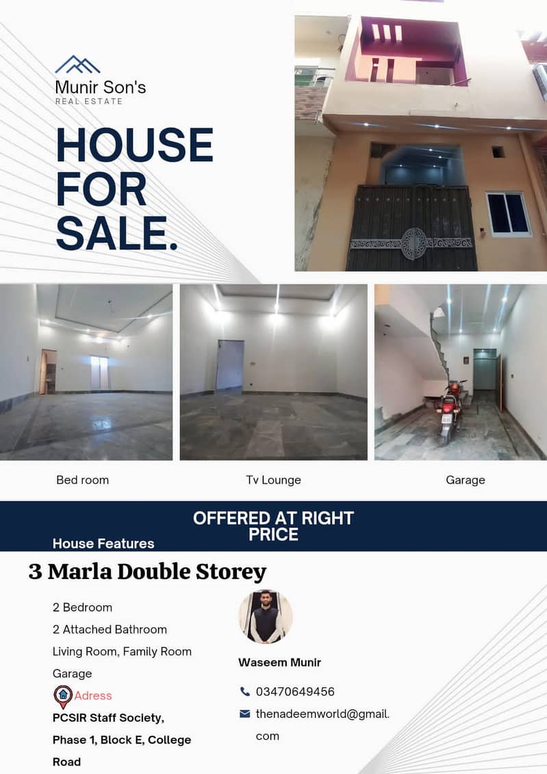 3 Marla brand new double story house for sale at affordable price 0